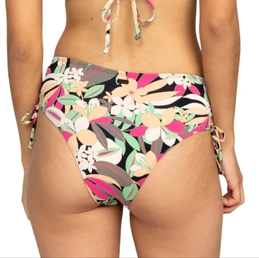 Roxy Classic Moderate Waist Side-Tie‎ Bikini Bottom: Multi Tropical: X-Large